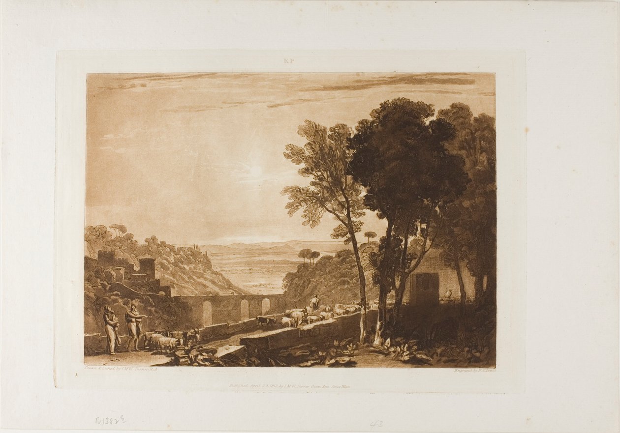 Il ponte e le capre, tavola 43 da LIber Studiorum da Joseph Mallord William Turner