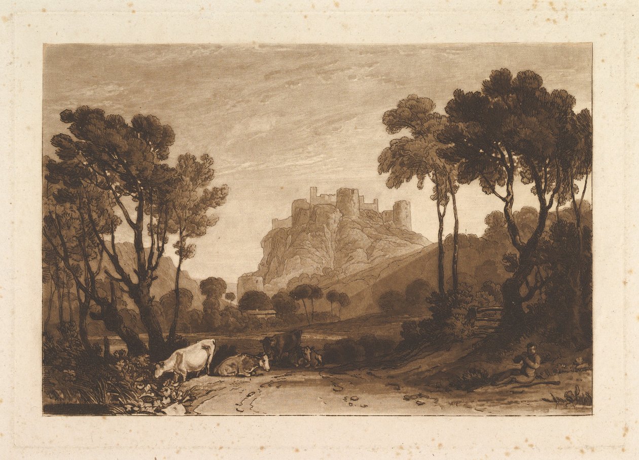 Il castello sopra i prati Liber Studiorum, parte II, tavola 8, 1808 da Joseph Mallord William Turner