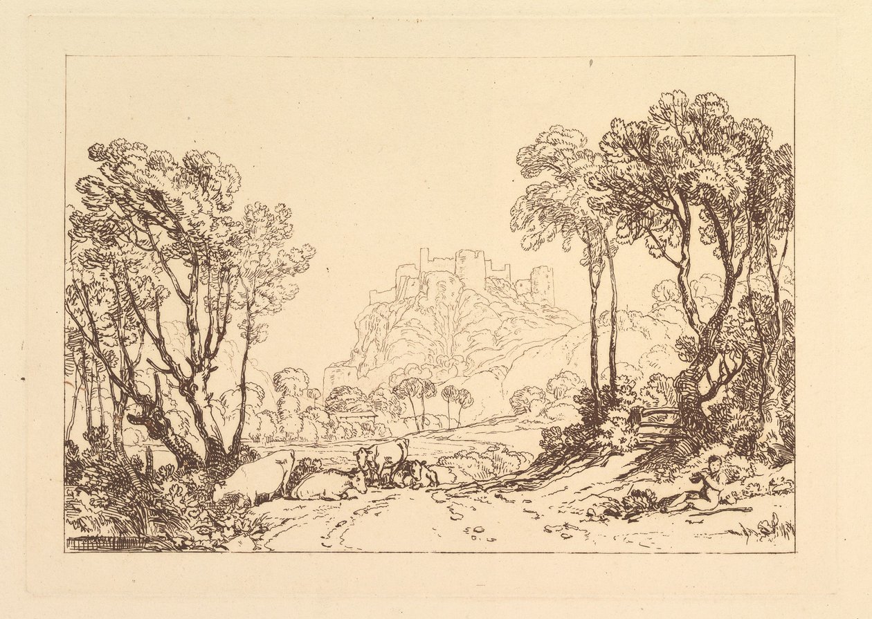 Il castello sopra i prati Liber Studiorum, parte II, tavola 8 da Joseph Mallord William Turner