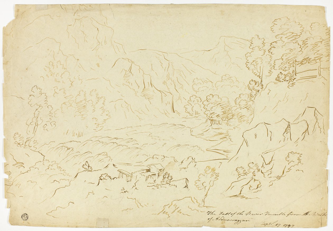La caduta del fiume Tumble (recto); Vista di Fastraly (verso) da Joseph Mallord William Turner