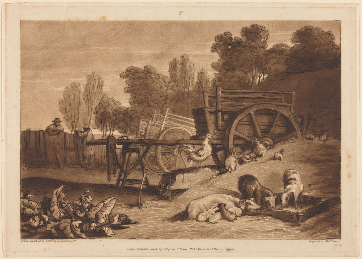 Il cortile della fattoria con il gallo da Joseph Mallord William Turner