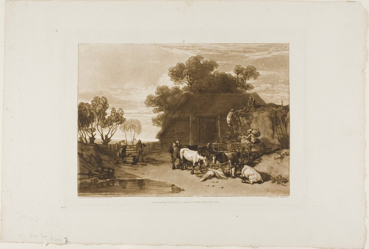 Il cortile della paglia, tavola 7 da Liber Studiorum da Joseph Mallord William Turner