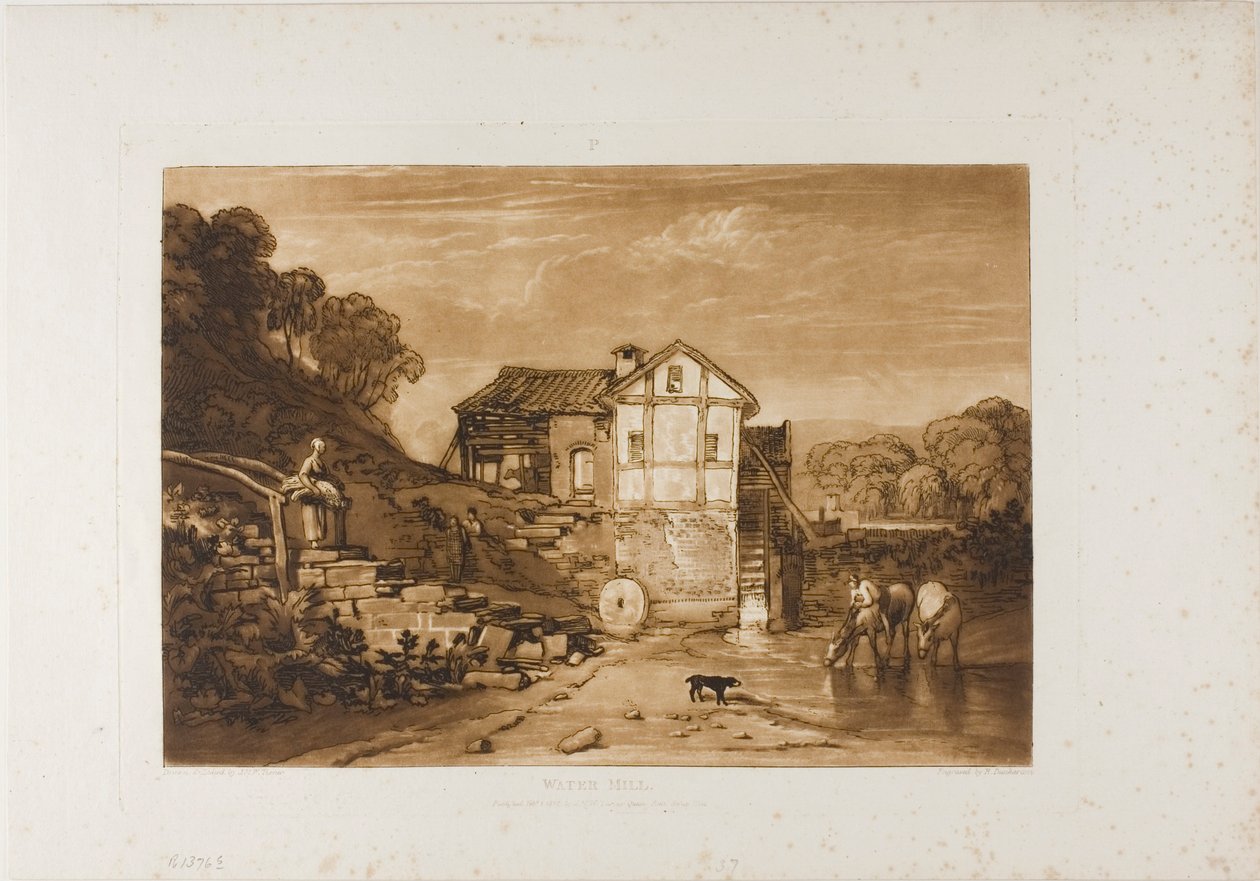 Mulino ad acqua, tavola 37 da Liber Studiorum da Joseph Mallord William Turner