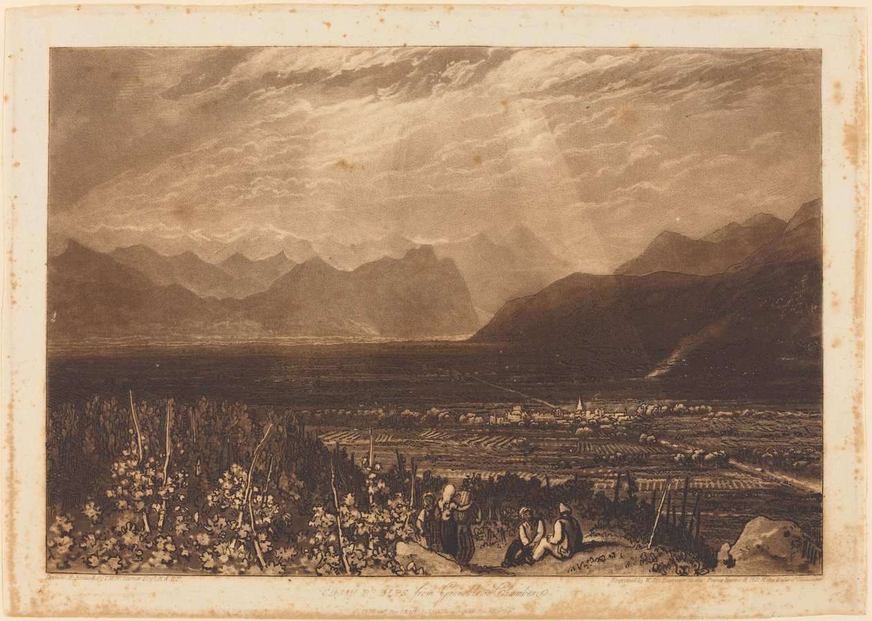 Catena delle Alpi da Grenoble a Chamberi da Joseph Mallord William Turner and William Say