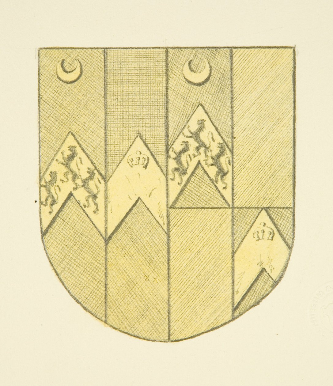 Stemma di Brook(e?) su placca di ottone in St Mary Redcliffe da Joseph Manning