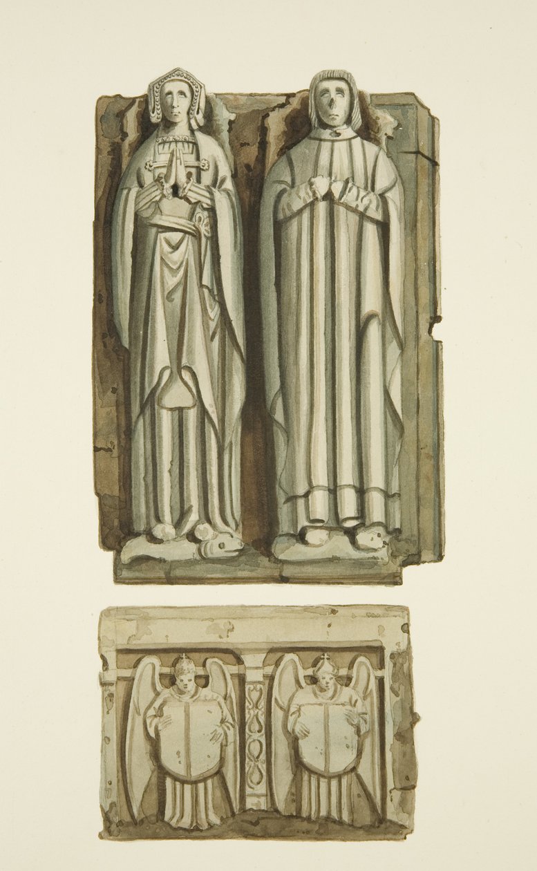 Effigi sulla tomba di Thomas Rowley e sua moglie nella cripta della Chiesa di San Giovanni da Joseph Manning