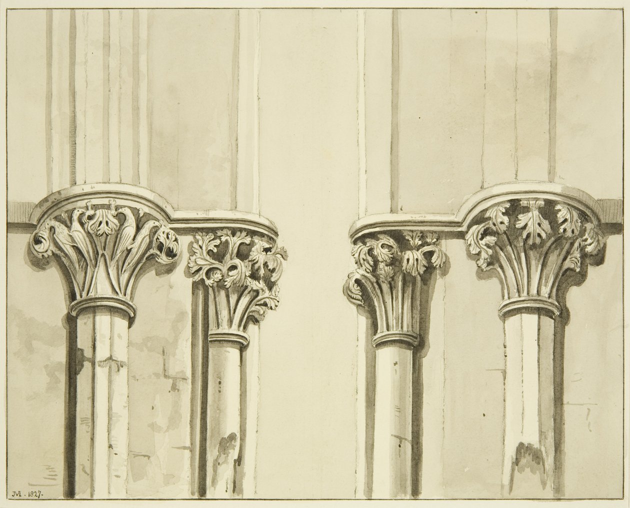 Quattro capitelli vicino alla porta della sagrestia di San Marco da Joseph Manning