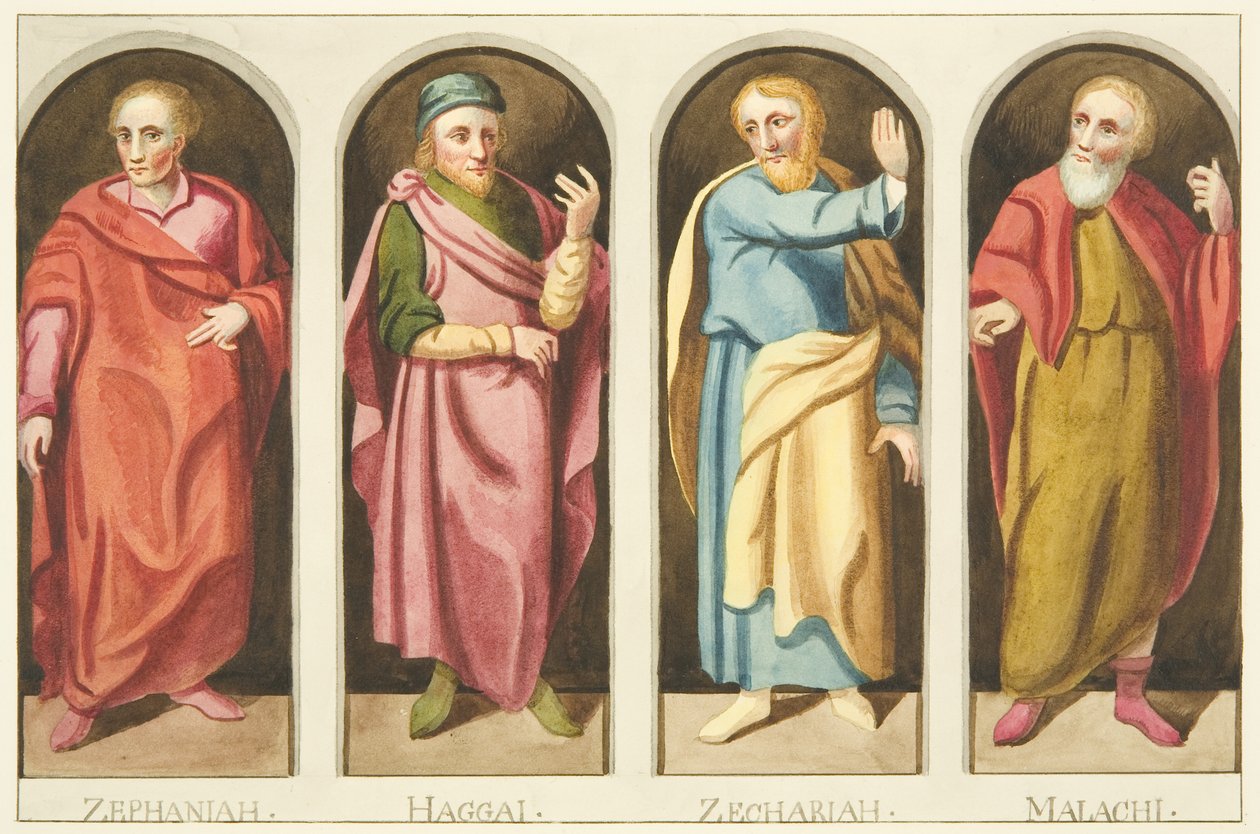 Quattro profeti minori dipinti sul lato ovest dello schermo che divide la navata dal coro della cattedrale di Bristol da Joseph Manning