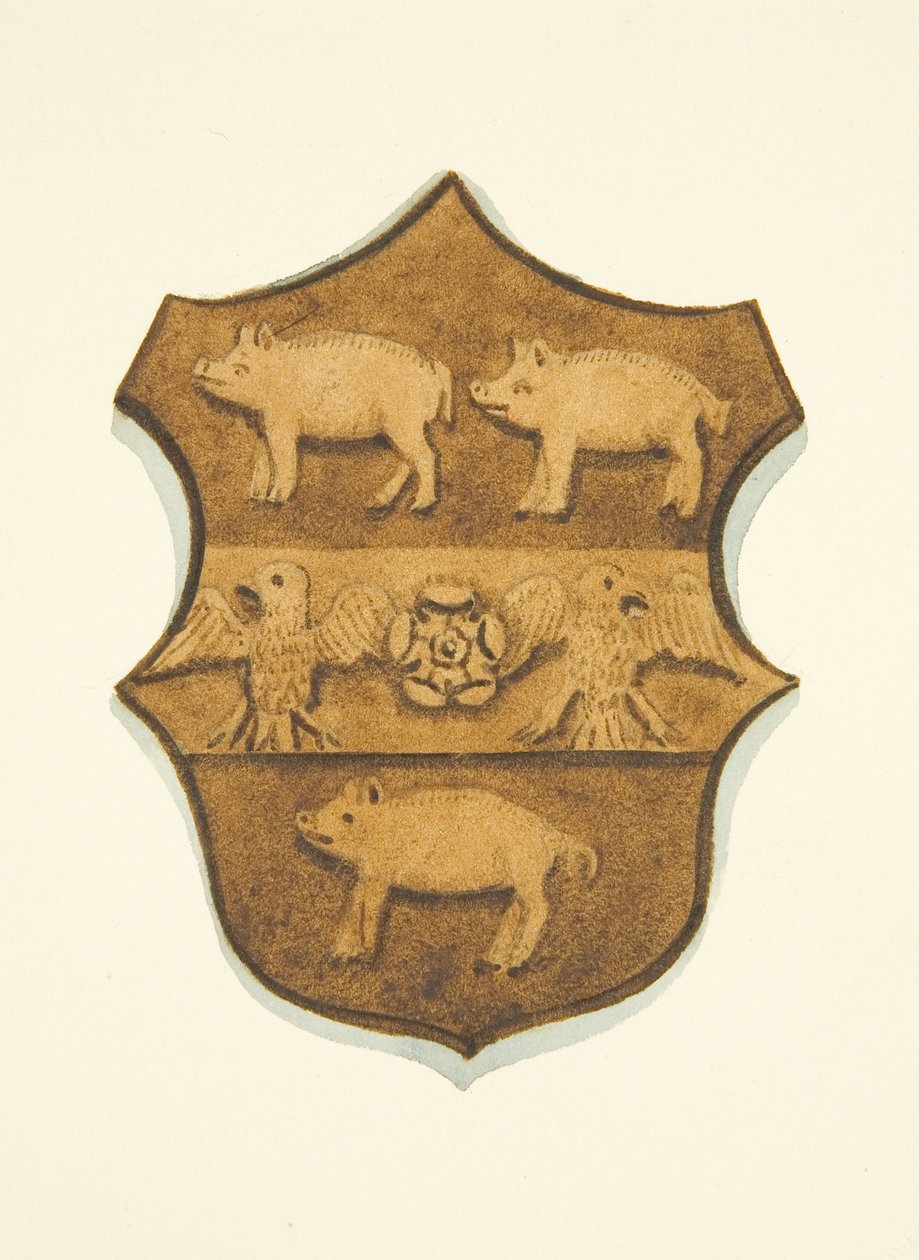Stemma di Paul Bush scolpito in quercia nel trono del vescovo della cattedrale di Bristol da Joseph Manning