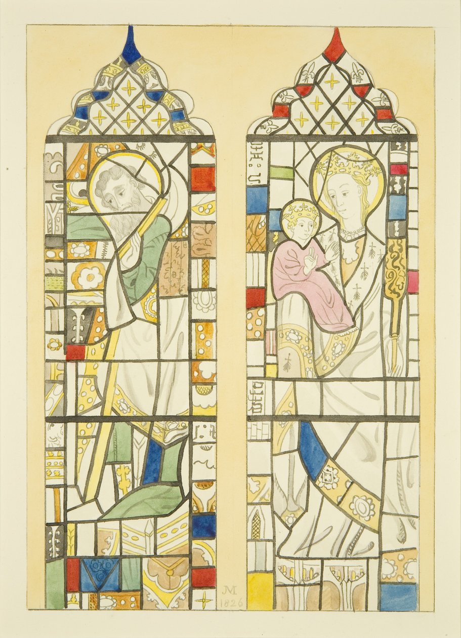 Vetrata sopra il fonte battesimale di St Mary Redcliffe da Joseph Manning