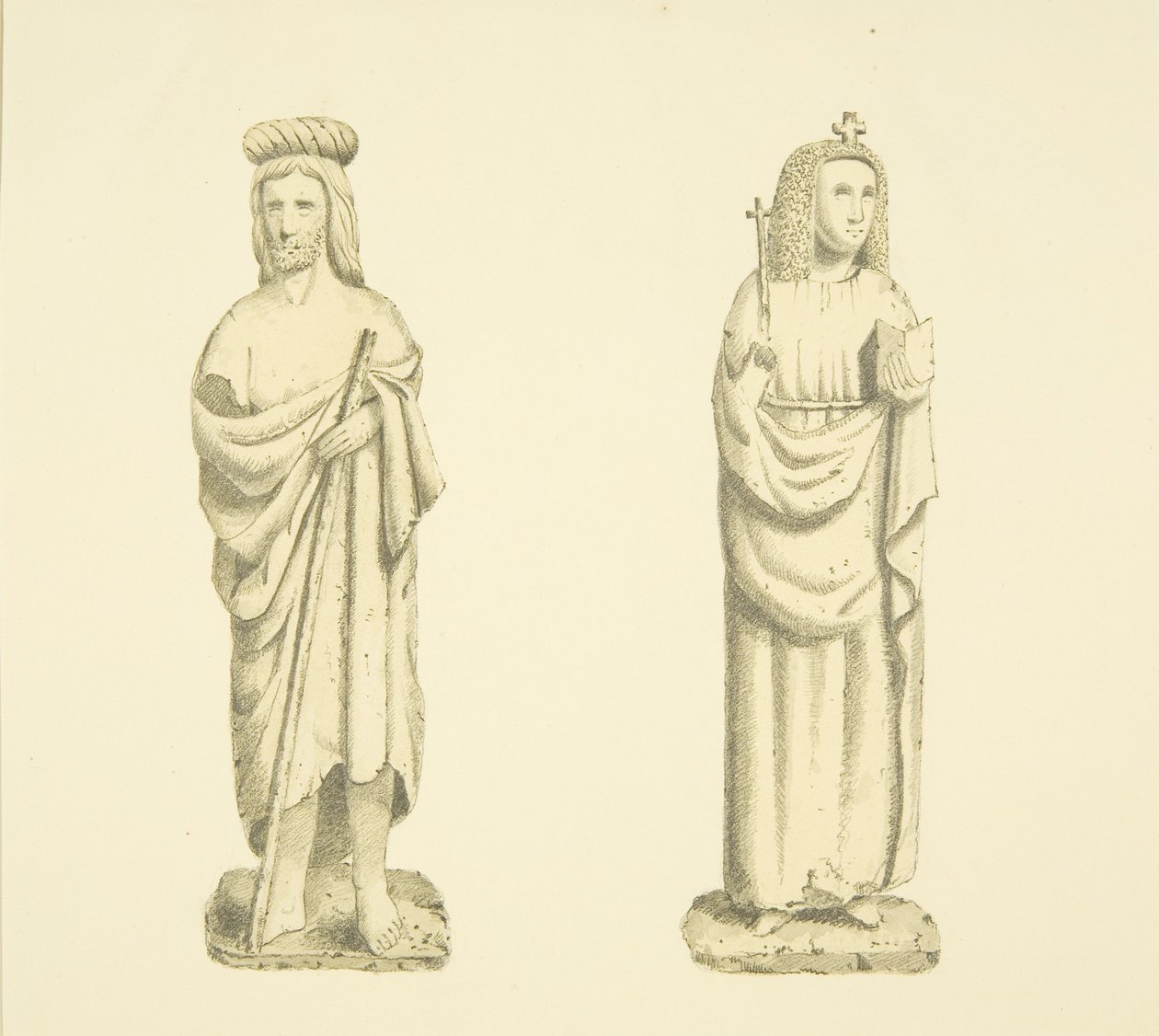 Due figure nelle nicchie della Torre di St Mary Redcliffe da Joseph Manning