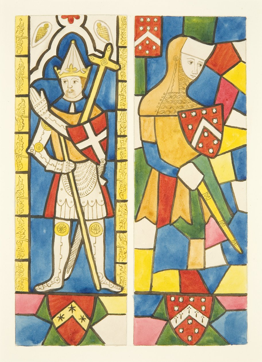 Due figure nelle vetrate del coro della Cattedrale di Bristol da Joseph Manning