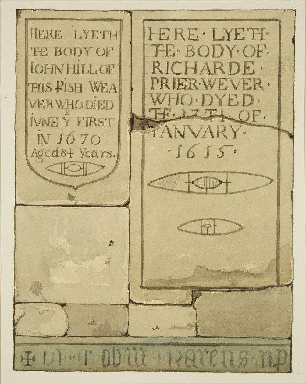 Due lapidi nella cappella dei Tessitori nella Chiesa del Tempio da Joseph Manning
