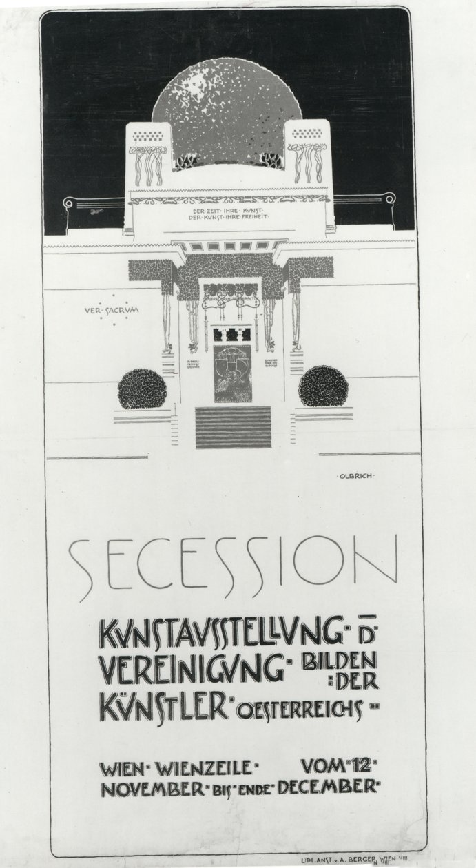 Poster pubblicitario della Secessione degli artisti austriaci, 1898 da Joseph Maria Olbrich