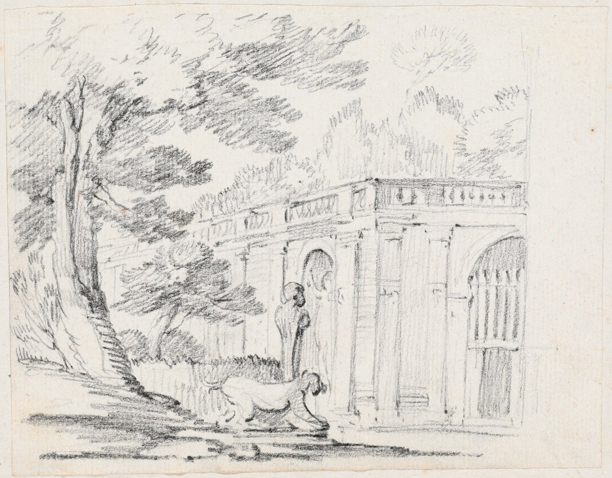 Loggia e Statue in un Giardino Italiano da Joseph Marie Vien