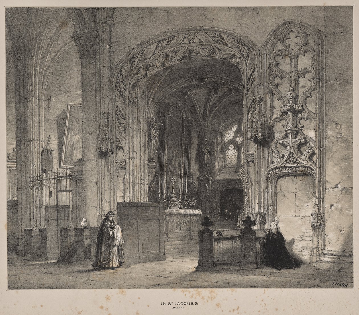 Architettura del Medioevo: Cappella in St. Jacques, Dieppe da Joseph Nash