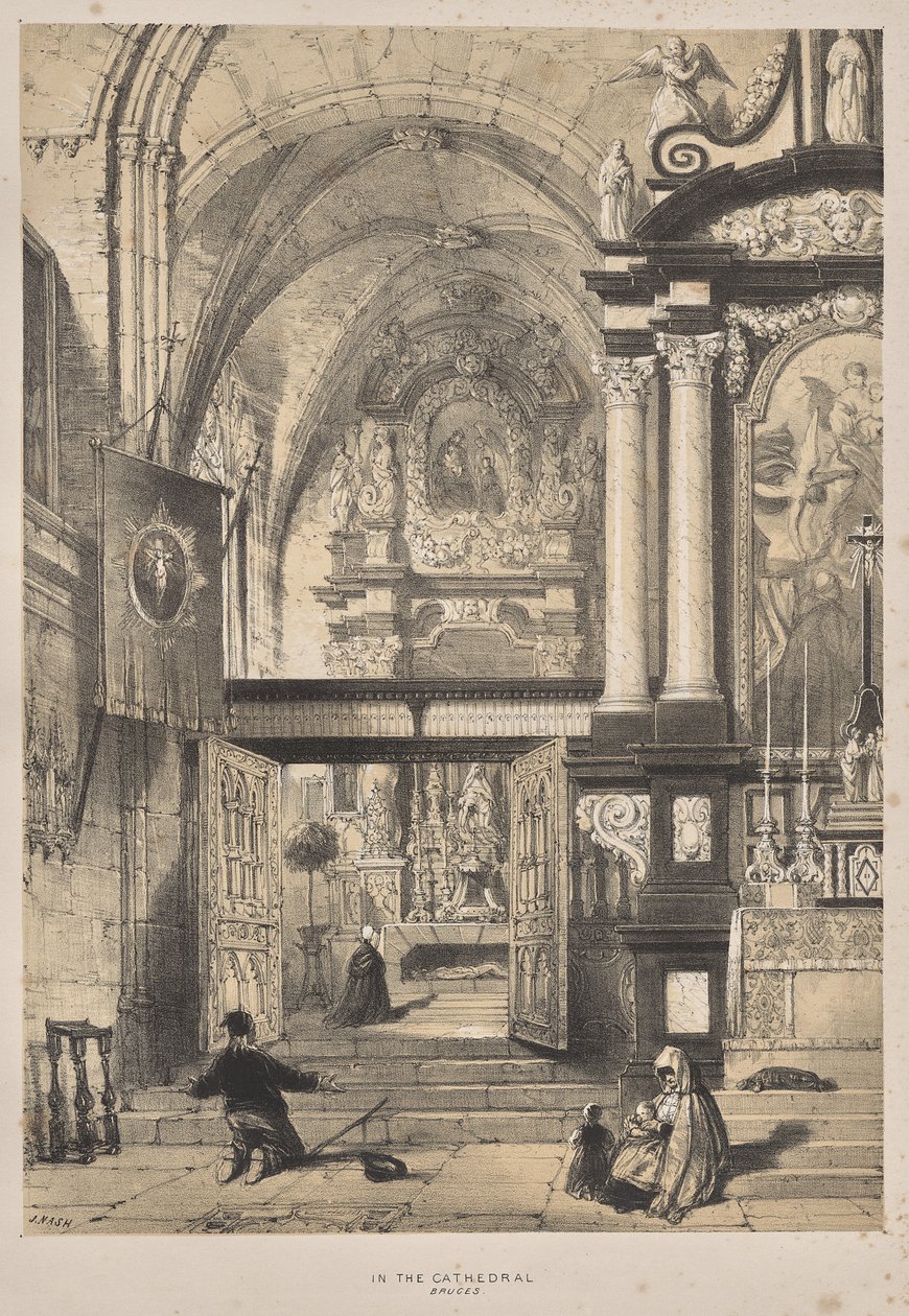 Architettura del Medioevo: Nella cattedrale, Bruges da Joseph Nash