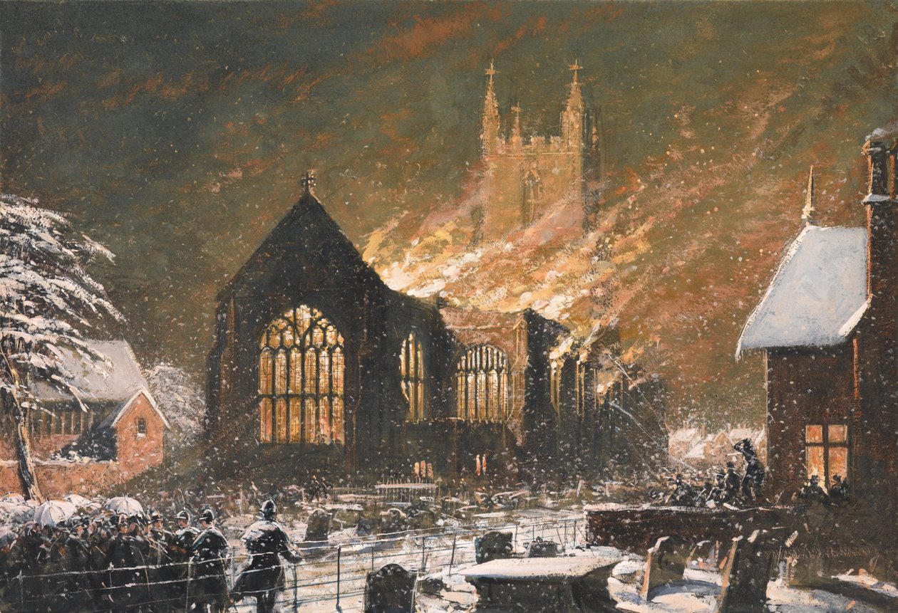 Incendio della chiesa di Croydon, 5 gennaio da Joseph Nash