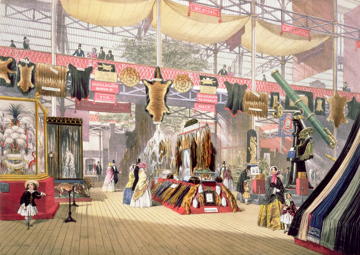 Grande Esposizione, 1851: Stand di pellicce, per Dickinson Brothers da Joseph Nash