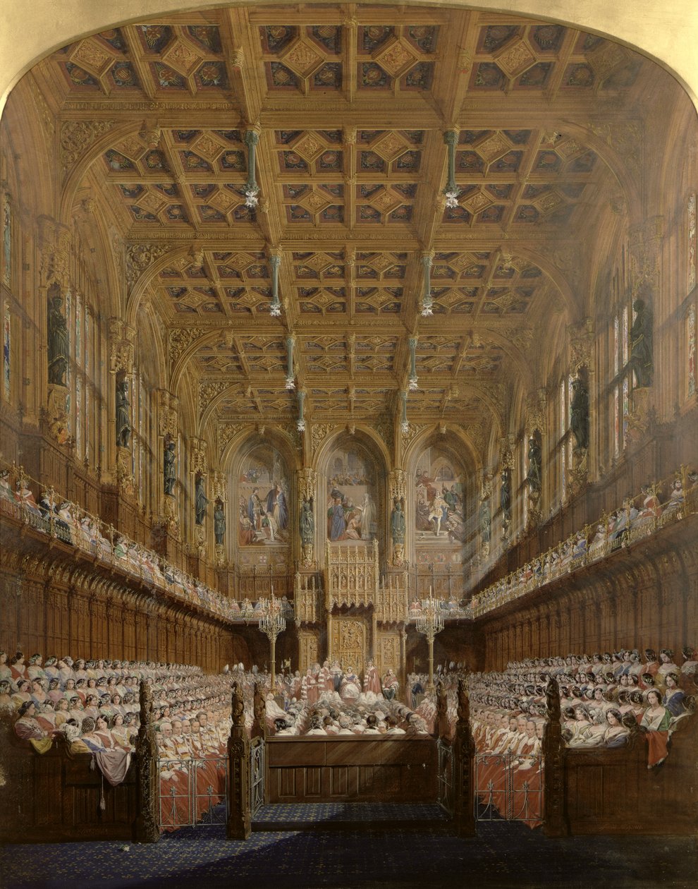 La regina Vittoria nella Camera dei Lord da Joseph Nash