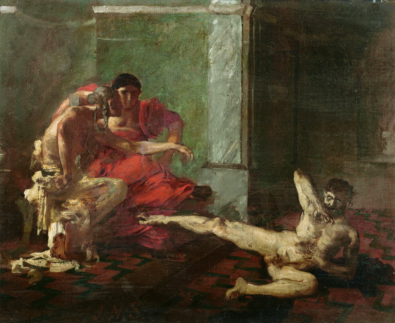 Locusta testa il veleno su uno schiavo, c.1870-80 da Joseph Noel Sylvestre