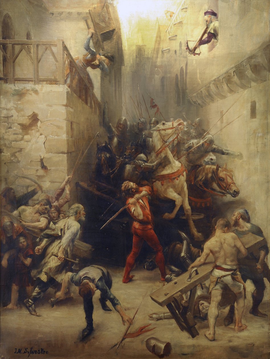 Il sacco di Béziers nel 1209: Gli abitanti di Béziers cercano di impedire l