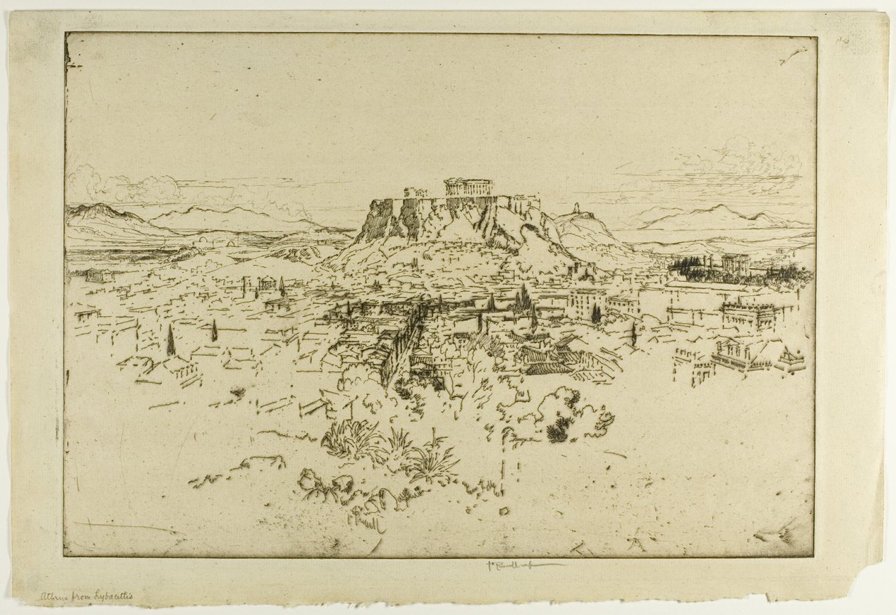 Atene dal Monte Lybacettus da Joseph Pennell