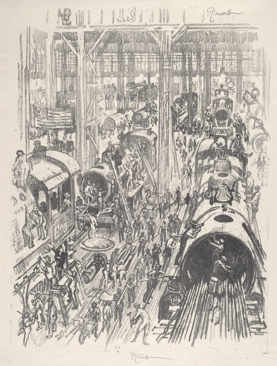 Costruzione di motori per gli Alleati, 1917 da Joseph Pennell
