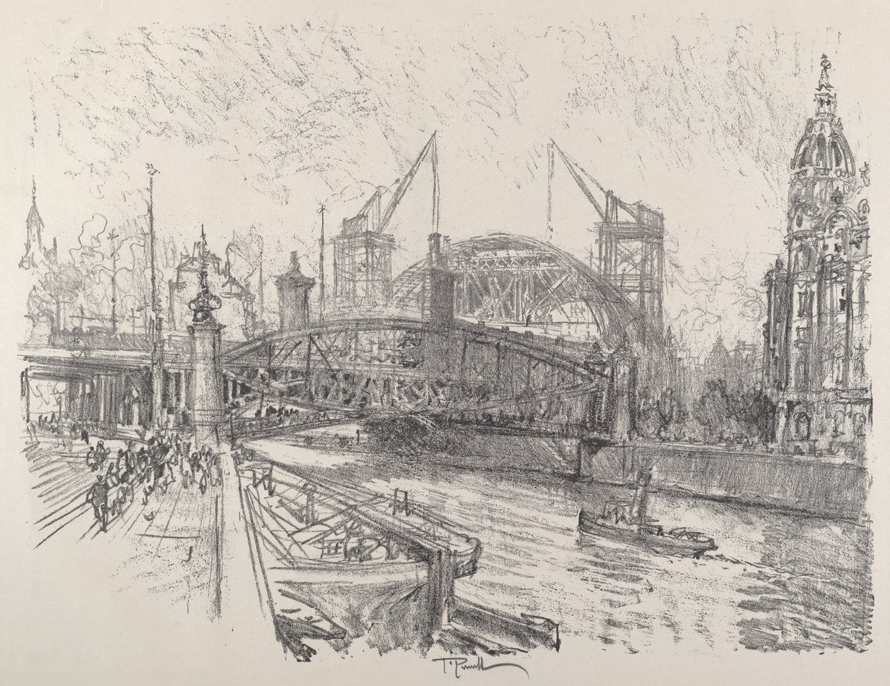 Costruzione della stazione di Friedrich-Strasse, 1921 da Joseph Pennell