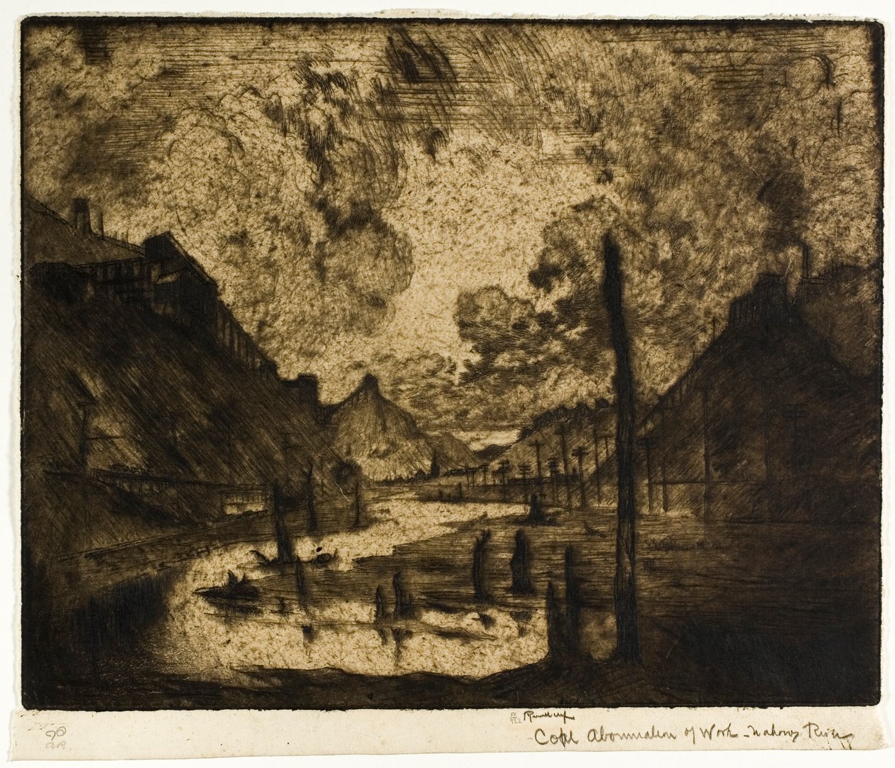 Carbone - Abominazione del lavoro, fiume Mahanoy da Joseph Pennell