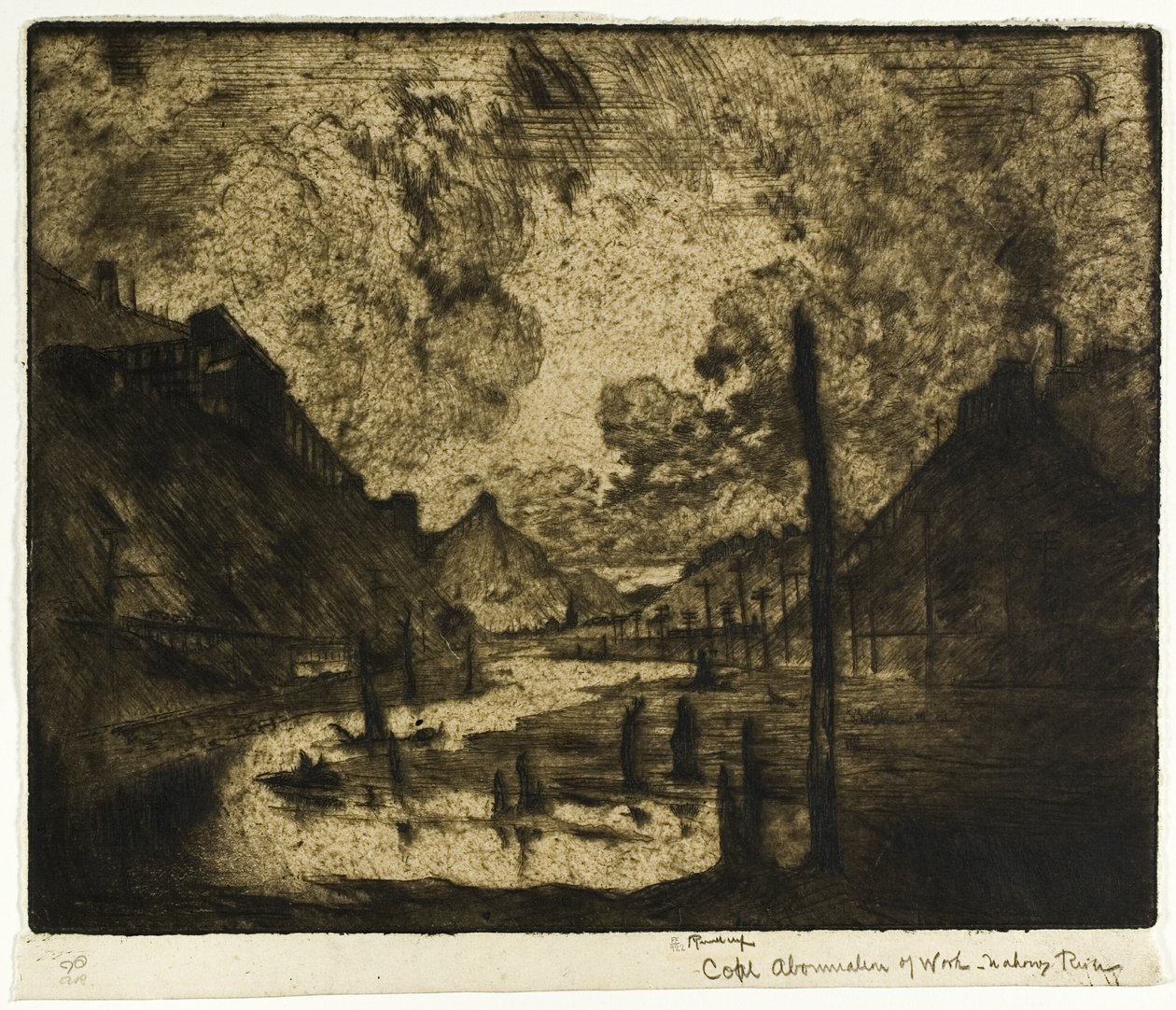 Carbone - Abominazione del lavoro, fiume Mahanoy da Joseph Pennell