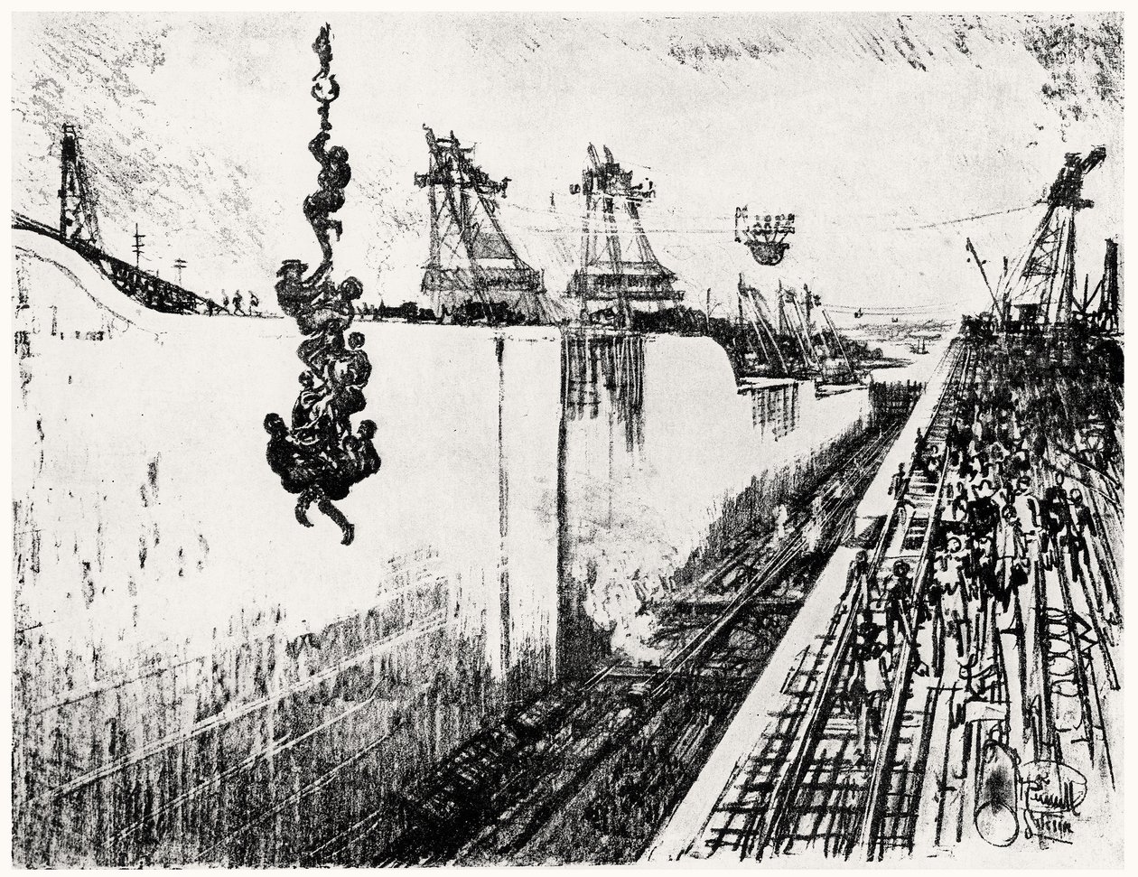 Ora di Cena a Gatun, tavola III da Il Canale di Panama di Joseph Pennell, 1912 da Joseph Pennell
