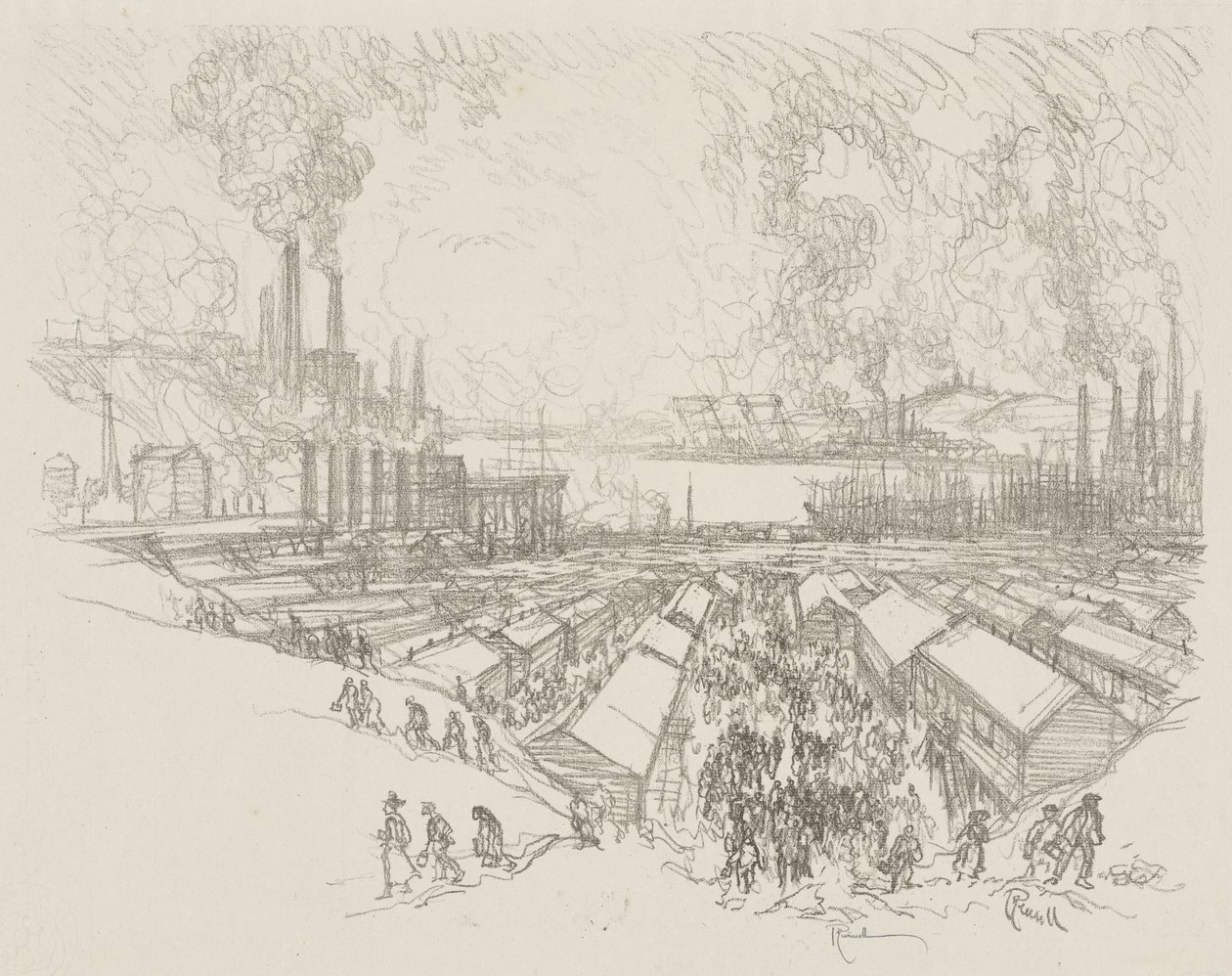 Lavoro di guerra inglese: Le cinque da Joseph Pennell