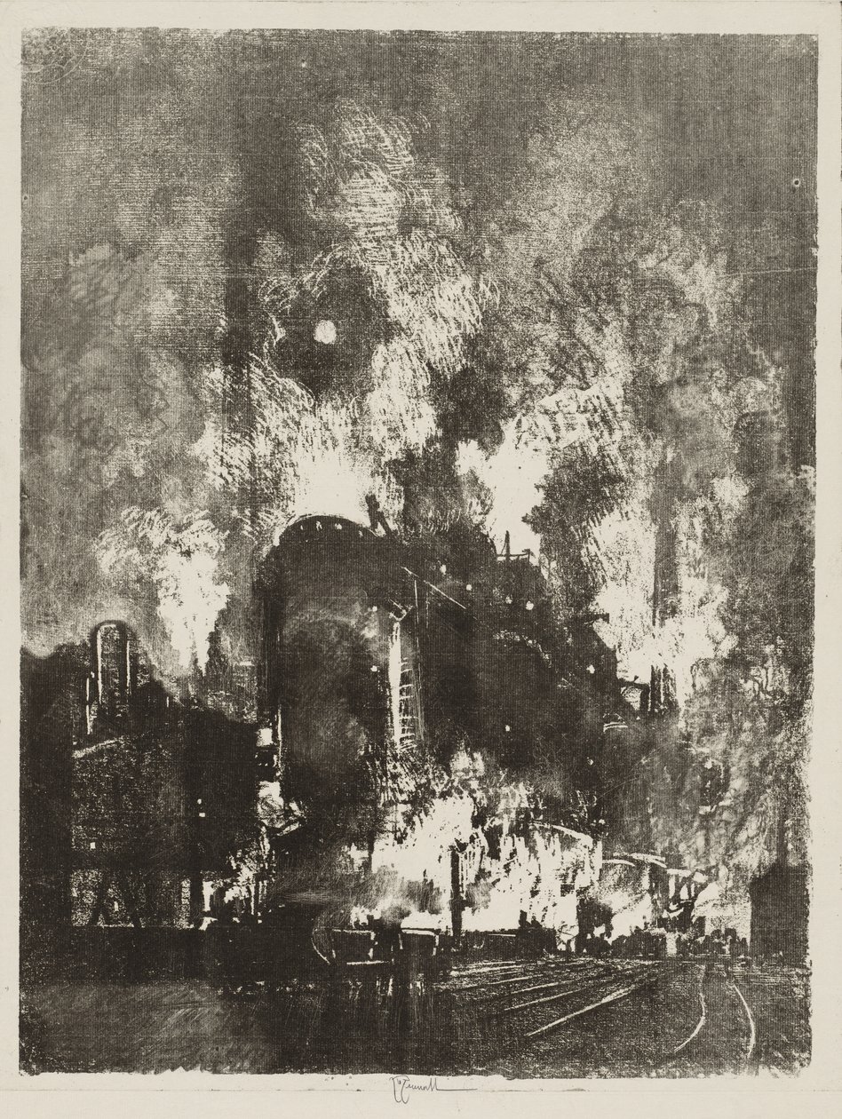 Lavoro di guerra inglese: Fornaci di notte da Joseph Pennell
