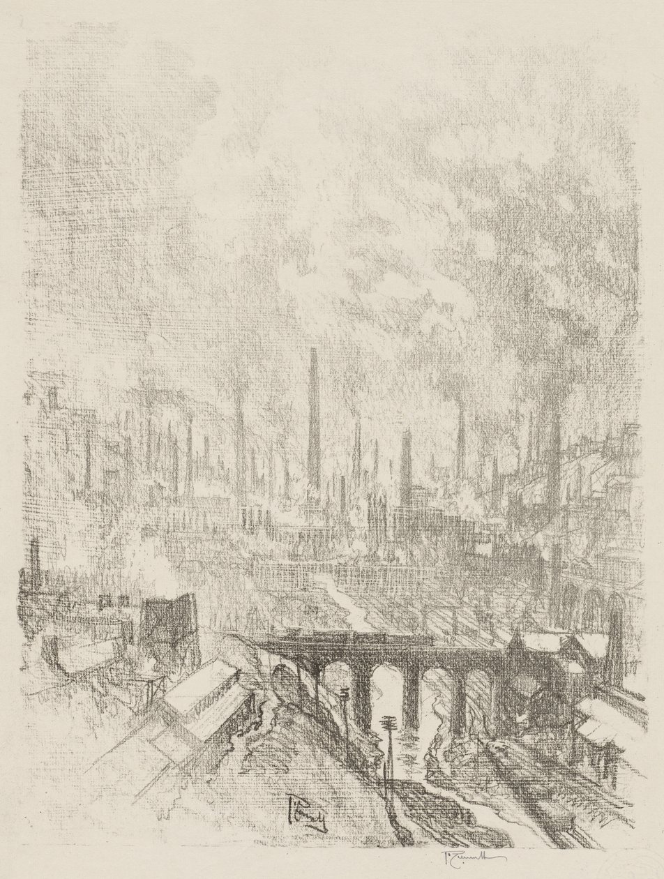 Lavoro di guerra inglese: Città delle munizioni, n. 1 da Joseph Pennell