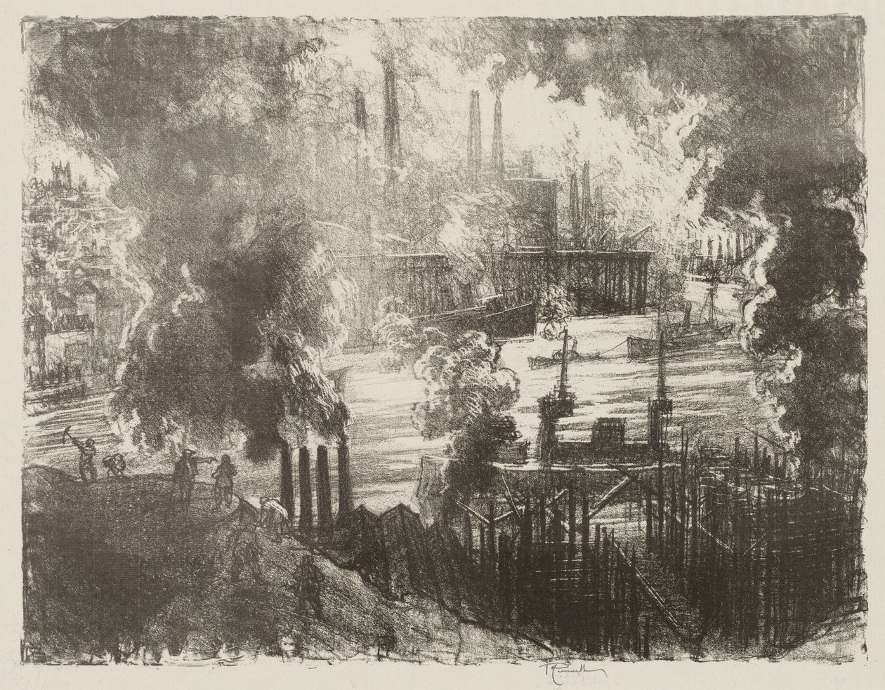 Lavoro di guerra inglese: Fiume delle munizioni da Joseph Pennell