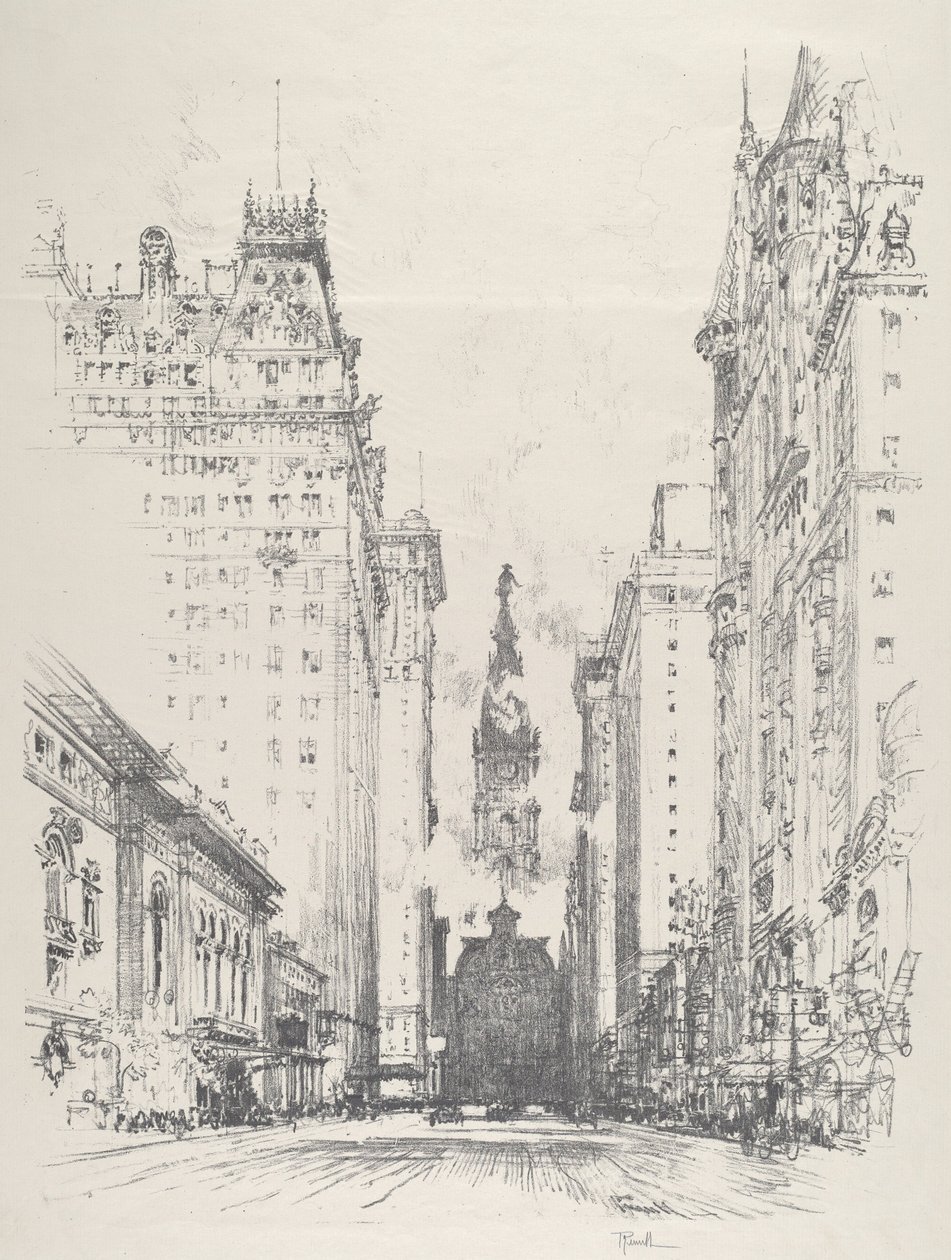 Veduta di Broad Street da Spruce Street da Joseph Pennell