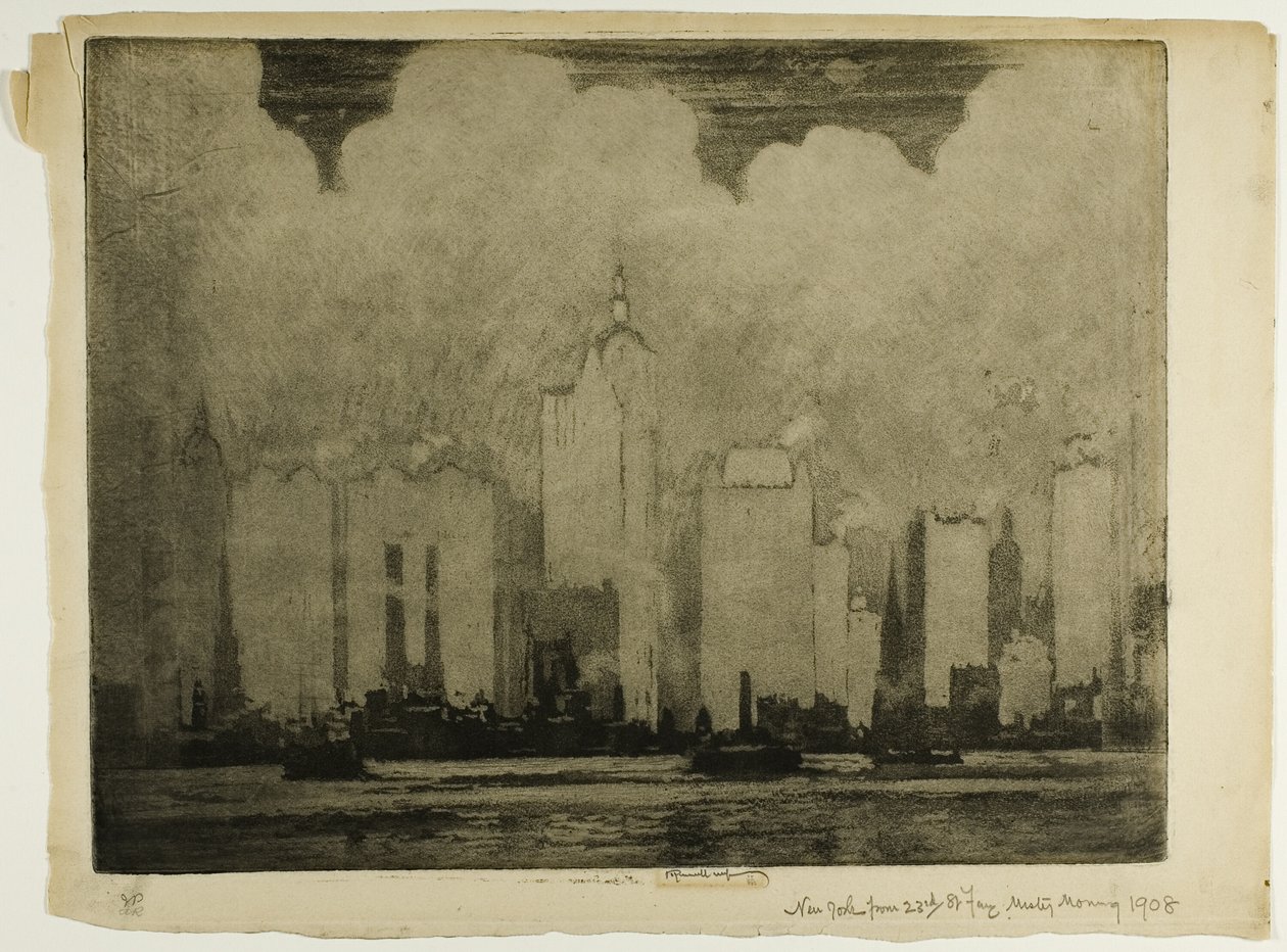 N.Y. dal traghetto della 23a Strada nella nebbia del mattino da Joseph Pennell