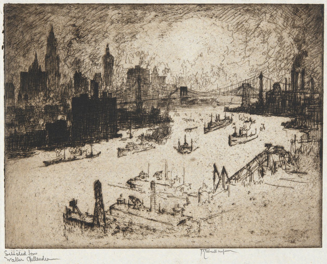 New York dal ponte di Williamsburg da Joseph Pennell
