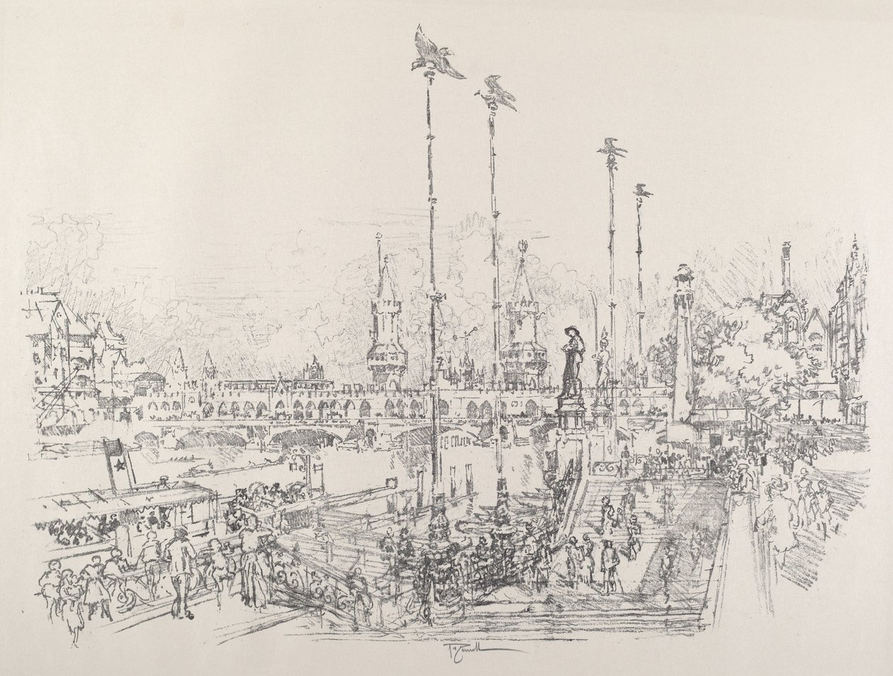 Oberbaumbrücke, Berlino da Joseph Pennell