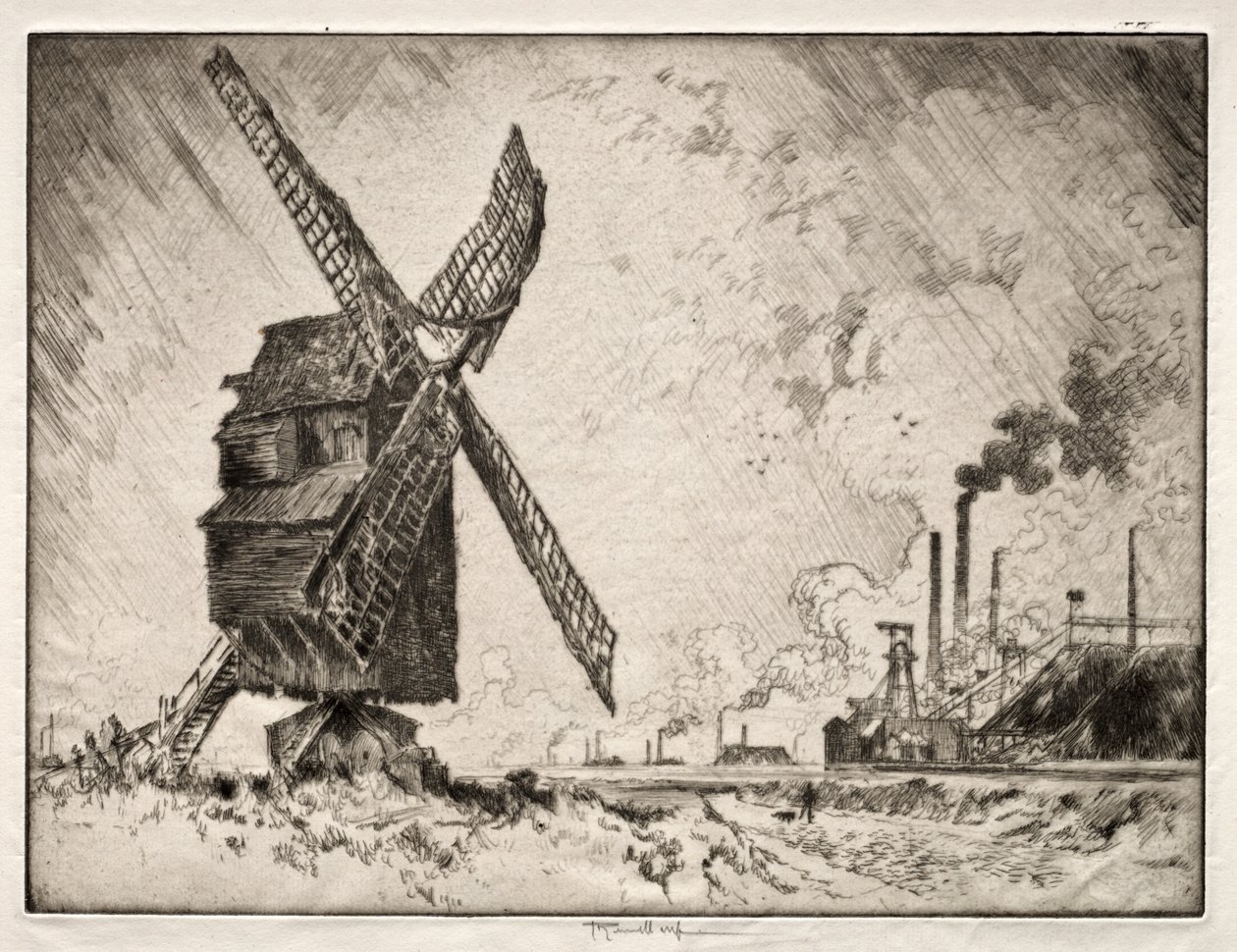 Vecchi e Nuovi Mulini, Valenciennes, Francia da Joseph Pennell
