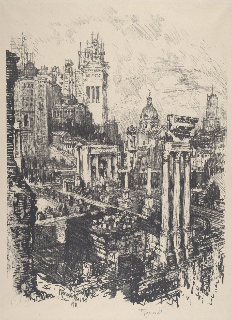 Vecchia e Nuova Roma, Monumento a Vittorio Emanuele, 1911 da Joseph Pennell