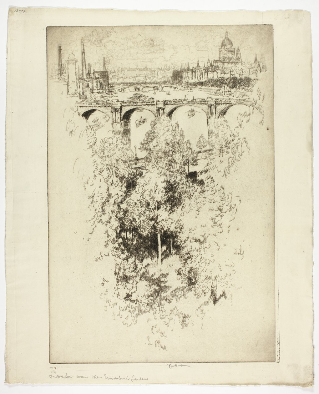Sopra il Ponte di Waterloo, Chiesa e Lavoro da Joseph Pennell