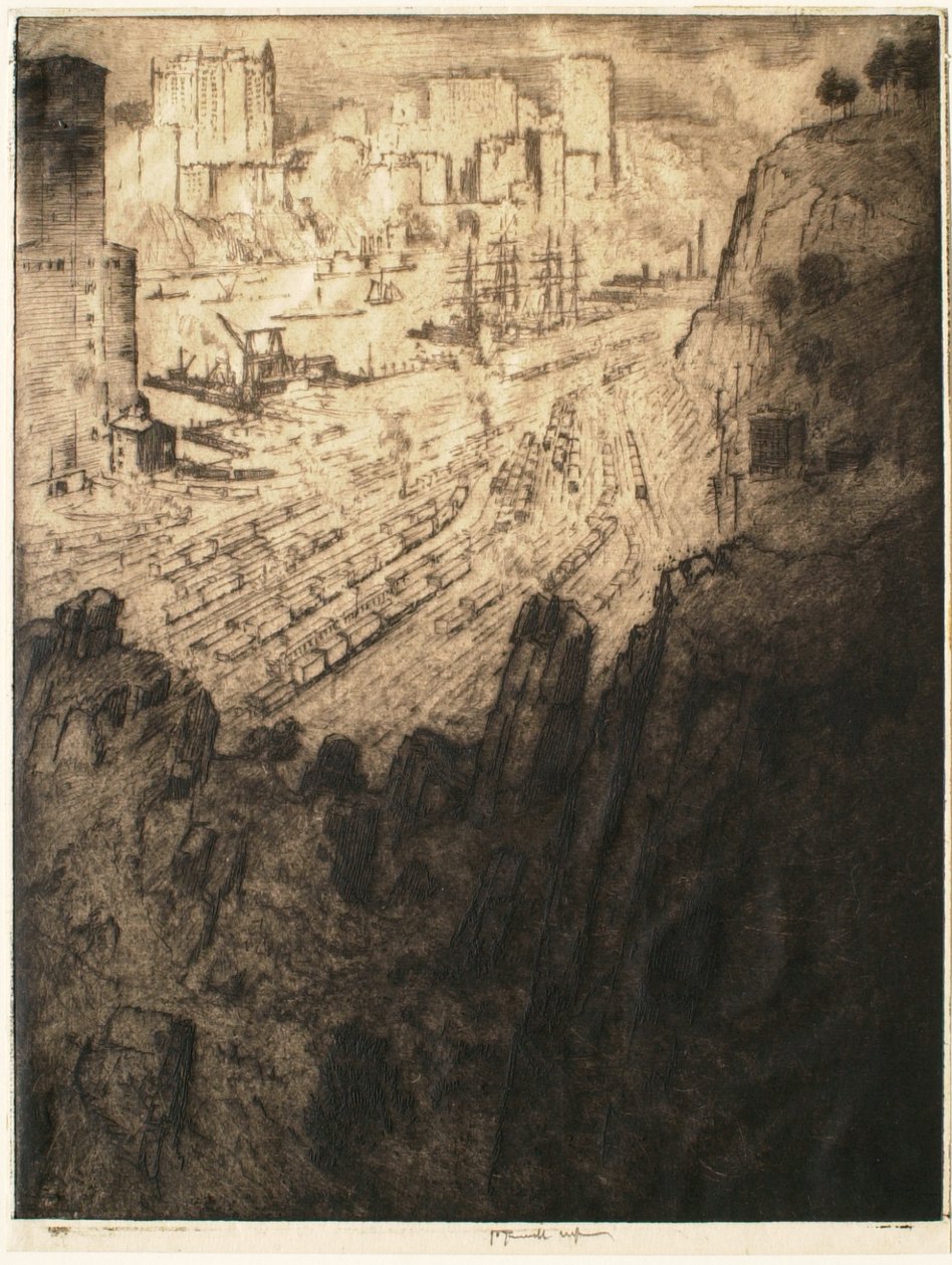 Palisades e palazzi, New York da Joseph Pennell