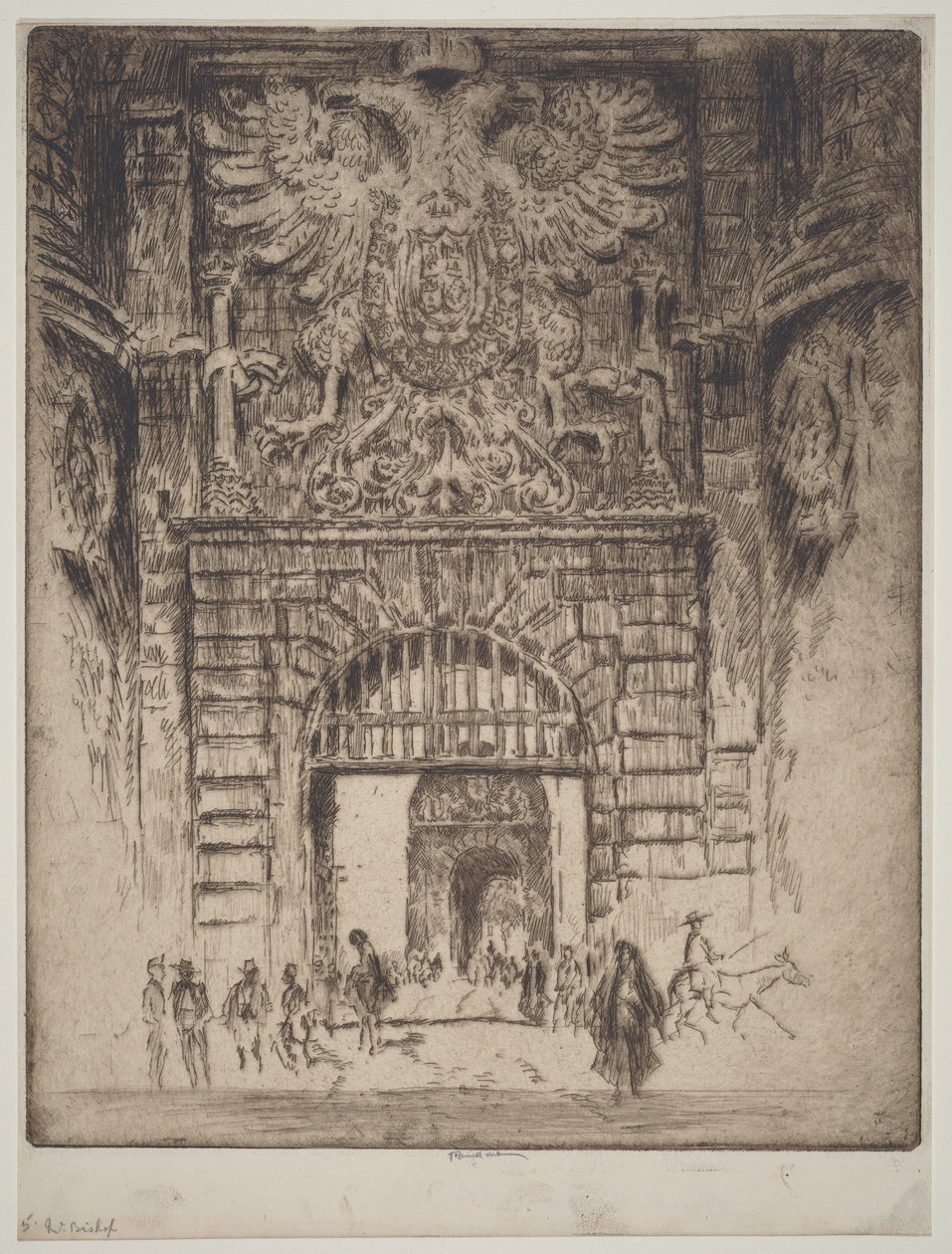 Puerta de Bisagra, Porta di Madrid, Toledo da Joseph Pennell