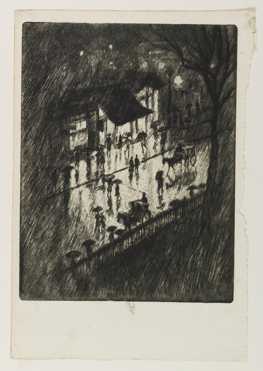 Notte piovosa, negozi di Charing Cross, 1903 da Joseph Pennell