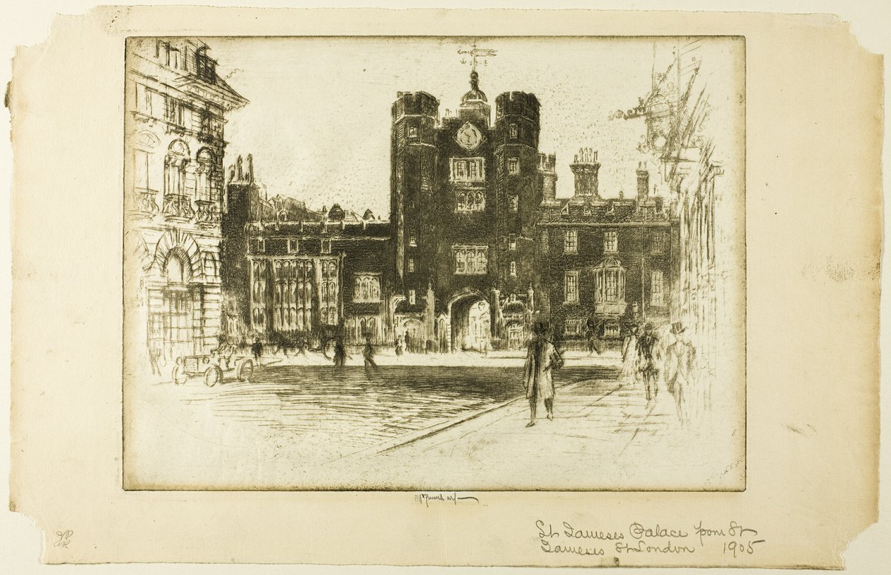 Palazzo di San Giacomo, da Saint James Street da Joseph Pennell