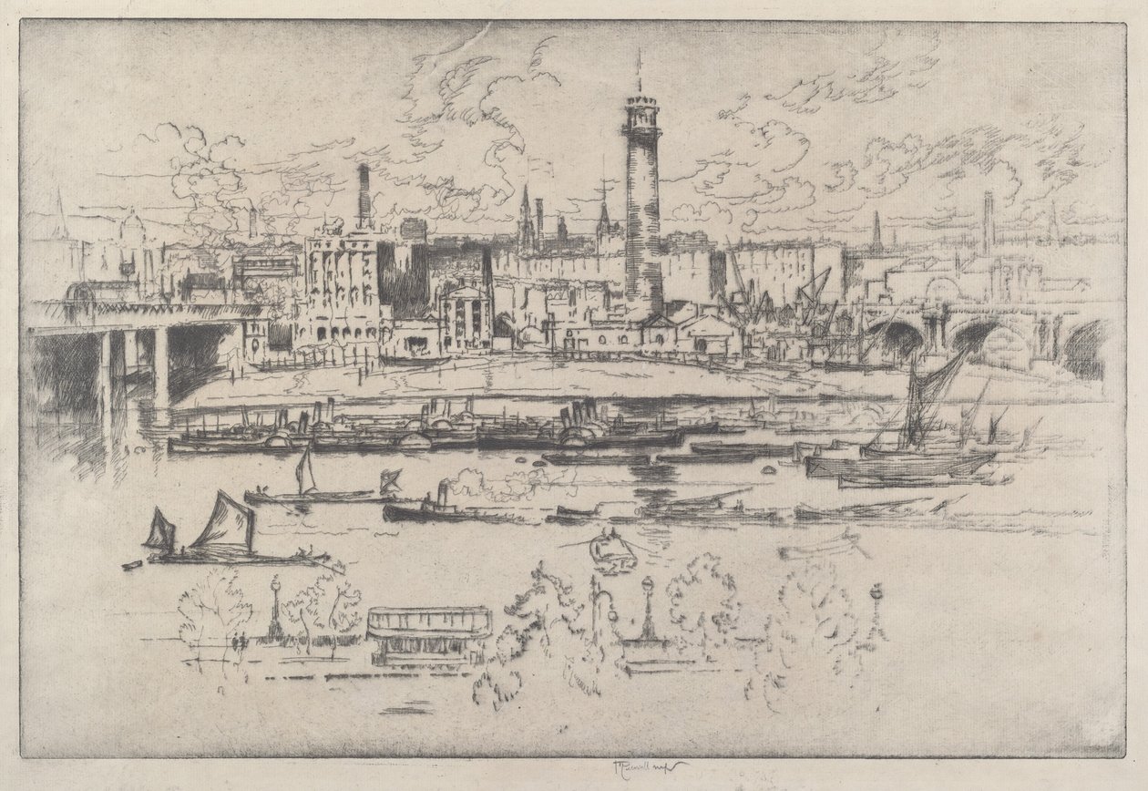 Torre di tiro tra i ponti da Joseph Pennell