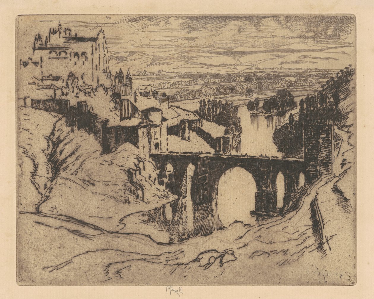 Ponte di San Martino, Toledo, 1904 da Joseph Pennell