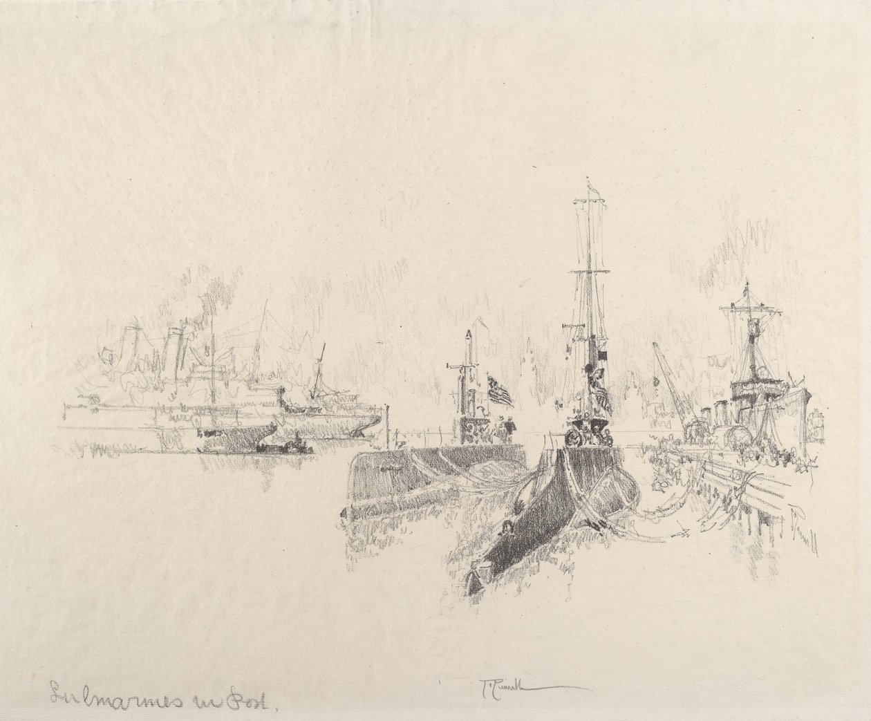 Sommergibili in porto da Joseph Pennell